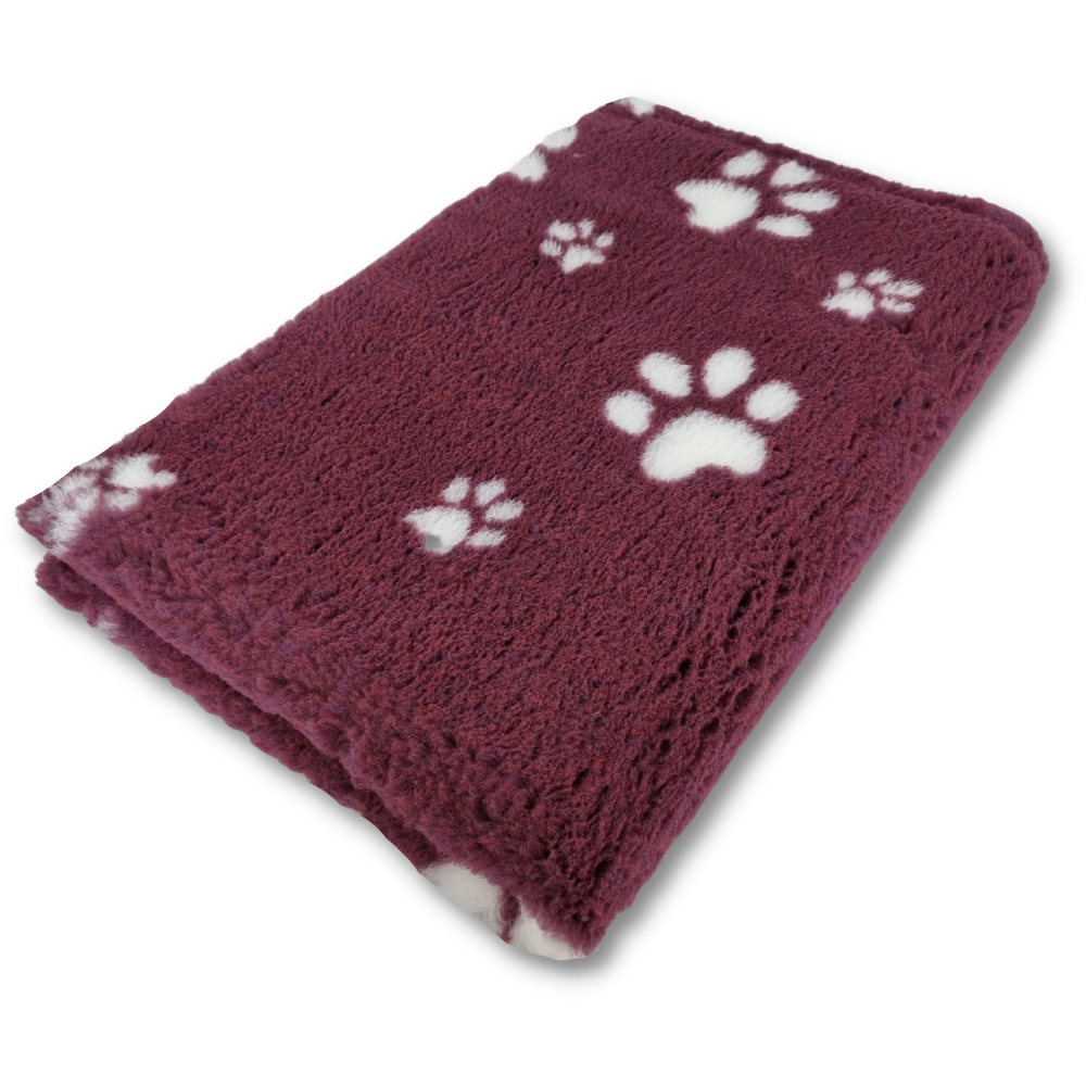 VET-BED - Burgunder med hvite potetrykk