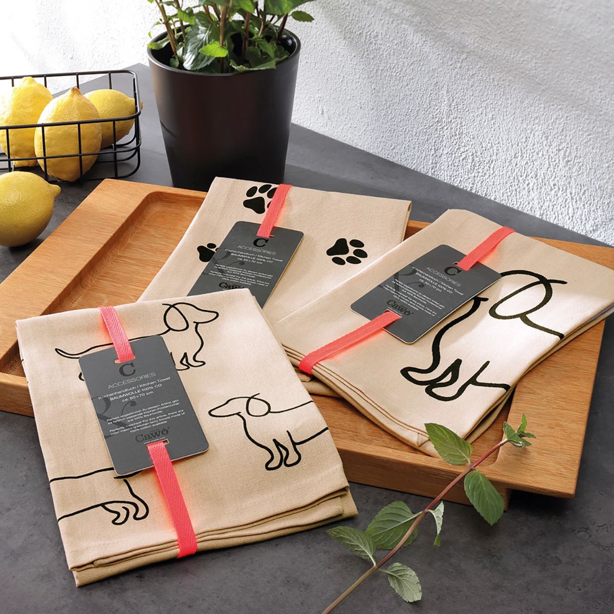Cawö Cuisine kjøkkenhåndkle - We Love Dogs Paw