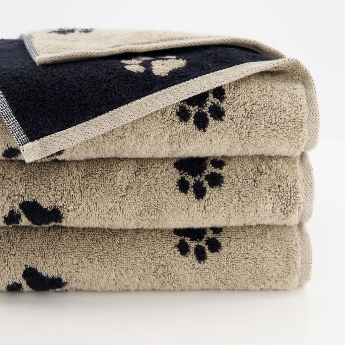 Cawö We Love Dogs - Paws - Sort/Beige (30 x 50 cm)