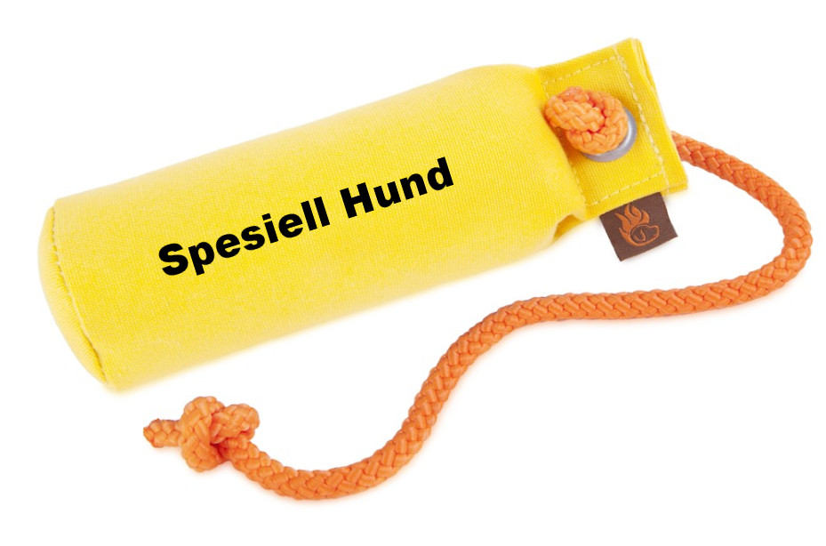 Dummy Long-Throw Standard - 250gr Gul med tekst